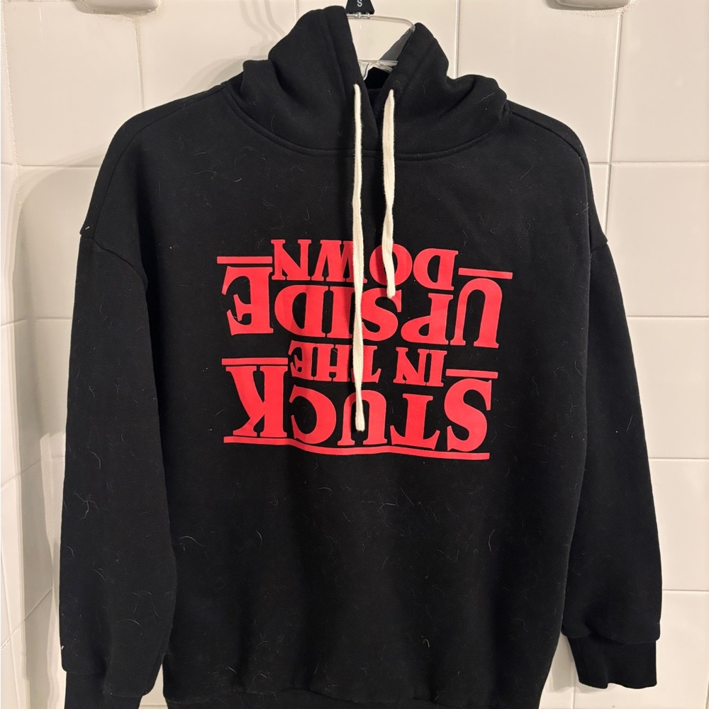 Black and Red Stranger Things Pullover Hoodie